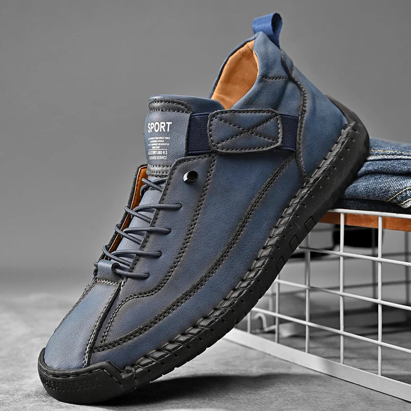 Handmade Leather Men Shoes Casual Slip on Loafers Breathable Leather Shoes Men Flats Fashion Moccasins Tooling Shoes plus Size