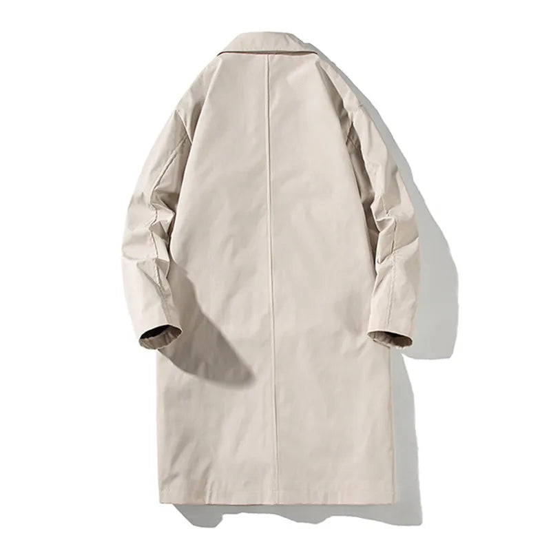 New Spring Autumn Trench Men Fashion Oversized Trench Jakcet Men Casual Windbreaker Mens Medium Length Turn down Collar Trench