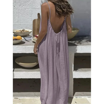 New Arrival Women'S Strapless Backless Long Loose Home Dress Comfortable Sleepwear Casual Maxi Dress