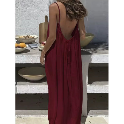 New Arrival Women'S Strapless Backless Long Loose Home Dress Comfortable Sleepwear Casual Maxi Dress