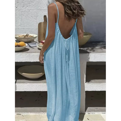 New Arrival Women'S Strapless Backless Long Loose Home Dress Comfortable Sleepwear Casual Maxi Dress