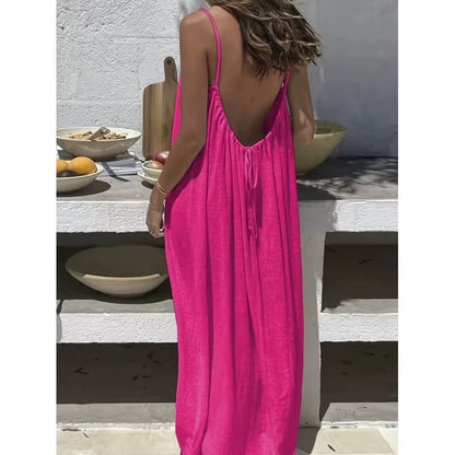 New Arrival Women'S Strapless Backless Long Loose Home Dress Comfortable Sleepwear Casual Maxi Dress